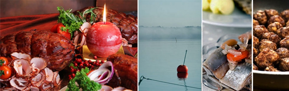 Julbord på strandkanten.